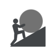 icon of a man rolling a boulder uphill depicting ethos