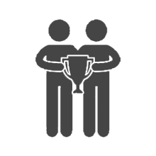 icon of two people holding a single trophy between them depicting the golden rule