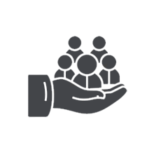 Icon image of hand with people illustrating commitment